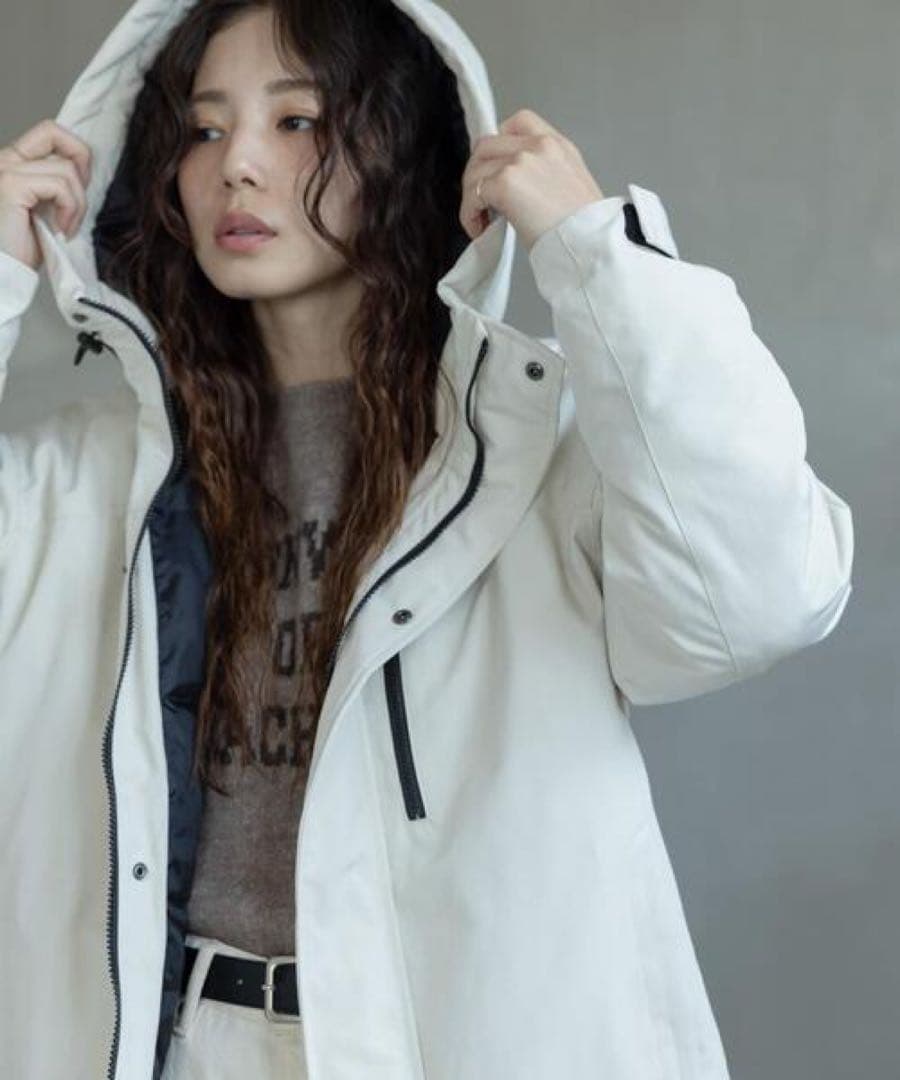 新品◎サニーレーベル◎フーディーダウンジャケット//アイボリー