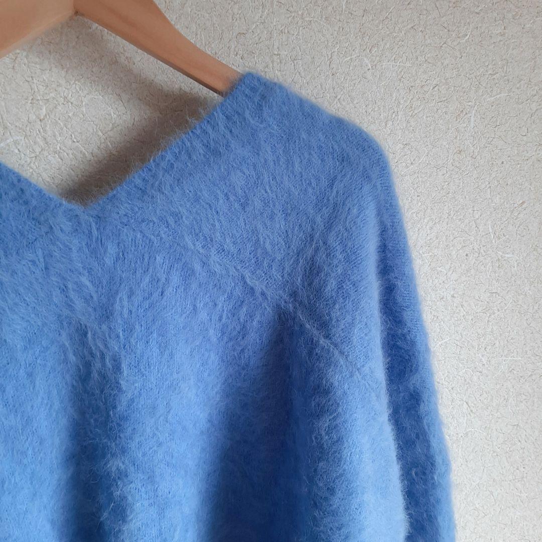 whim gazette FOXY Vネックプルオーバー カシミヤウール ブルー - メルカリ