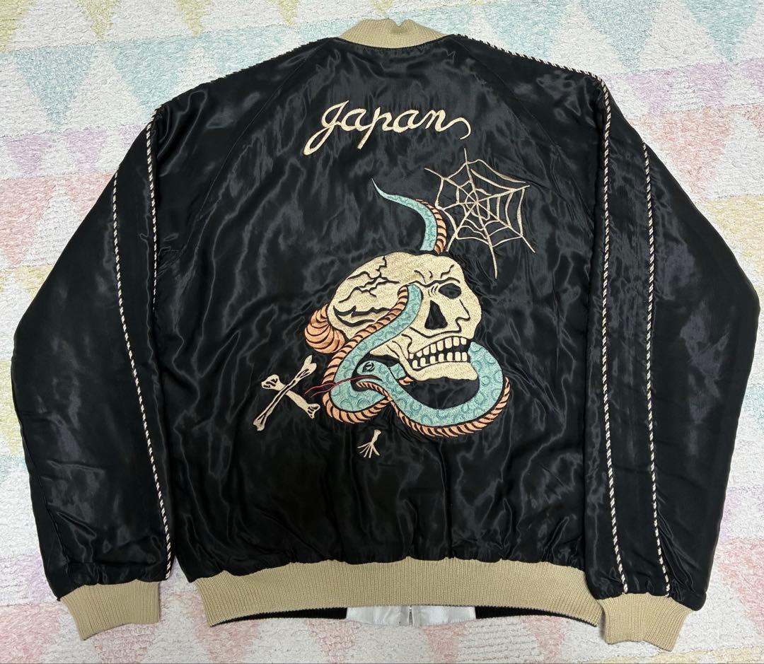 テーラー東洋　スカジャン　Mサイズ　TT14466 蛇髑髏×日本地図　中綿入り