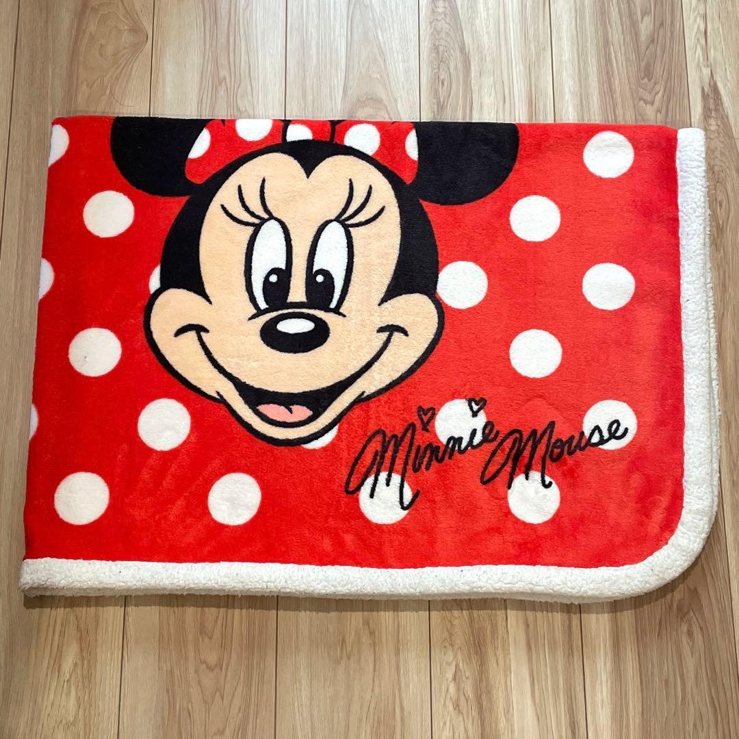 Disney ミニーマウス 収納袋付き ブランケット ひざ掛け 赤×白 水玉