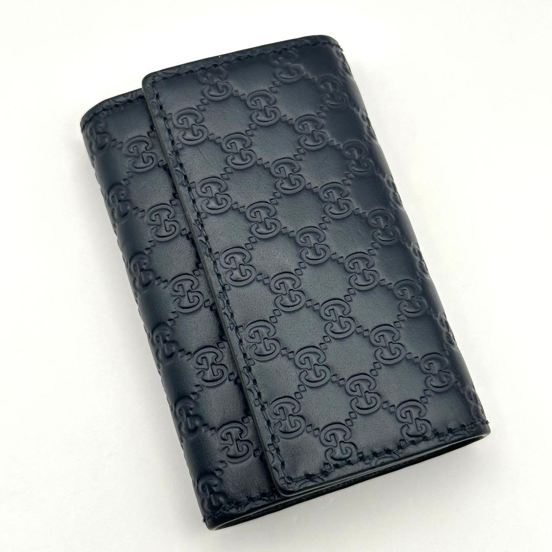 美品】GUCCI グッチ キーケース レザー マイクロシマ 150402 黒 - メルカリ