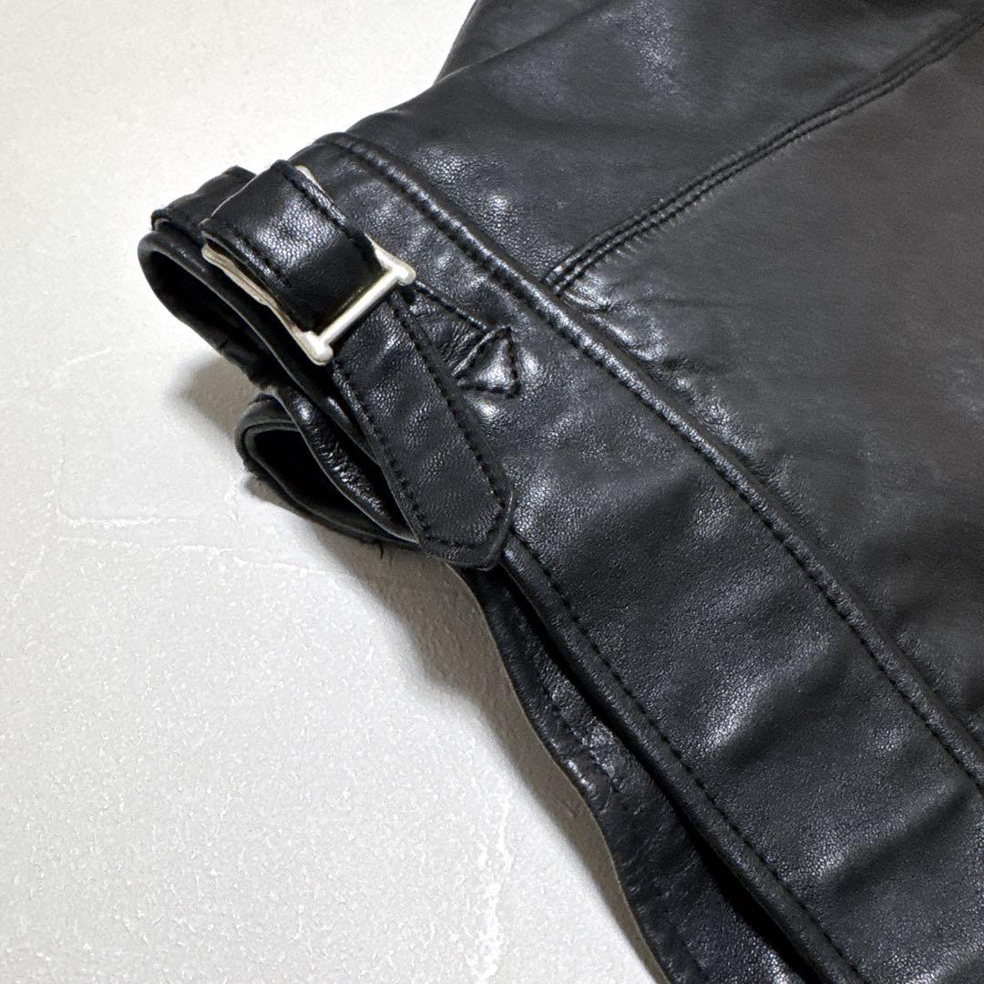 極美品】XLサイズ ナノユニバース シープスキン シングルライダース 黒