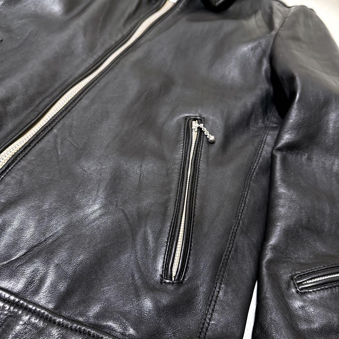 極美品】XLサイズ ナノユニバース シープスキン シングルライダース 黒