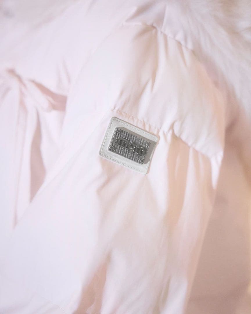 ミシェルマカロン ファーフードリボンダウンコート ピンク