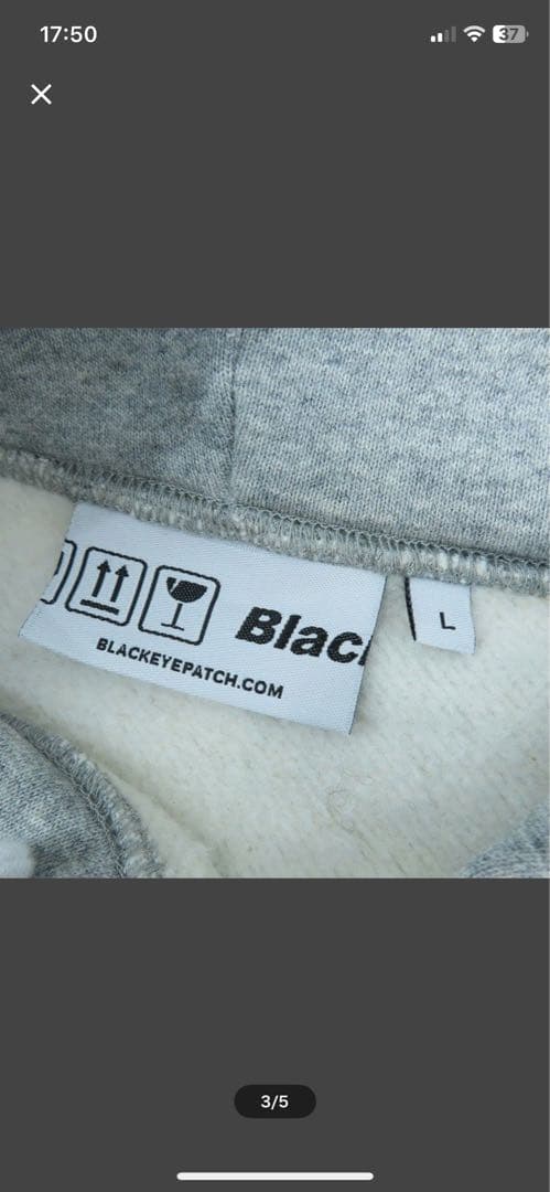 美品】BlackEyePatch 取扱注意 ジップパーカー グレー Lサイズ - メルカリ