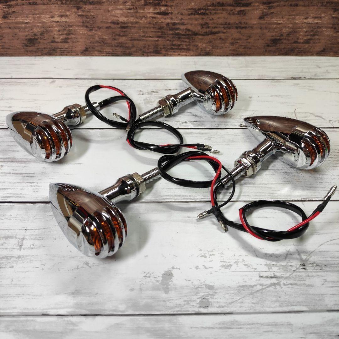 バードケージウインカー　４個セット　アルミポリッシュ　チョッパー　管050637