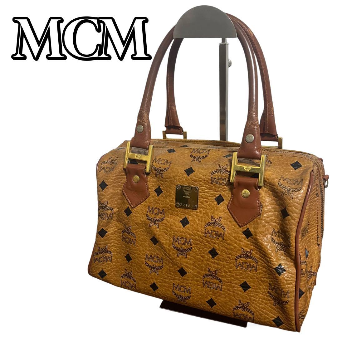 MCM ハンドバッグ ミニボストン ヴィセトス レザー ブラウン