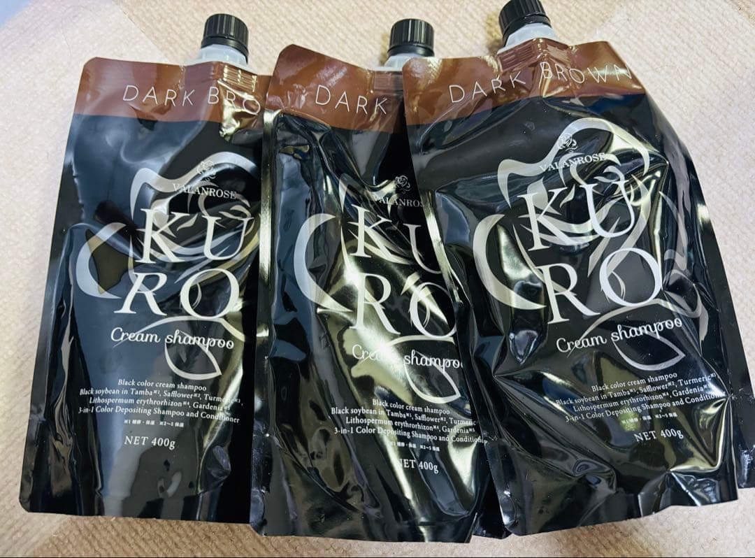 Kuro Cream Shampoo ダークブラウン 400g 3本セット