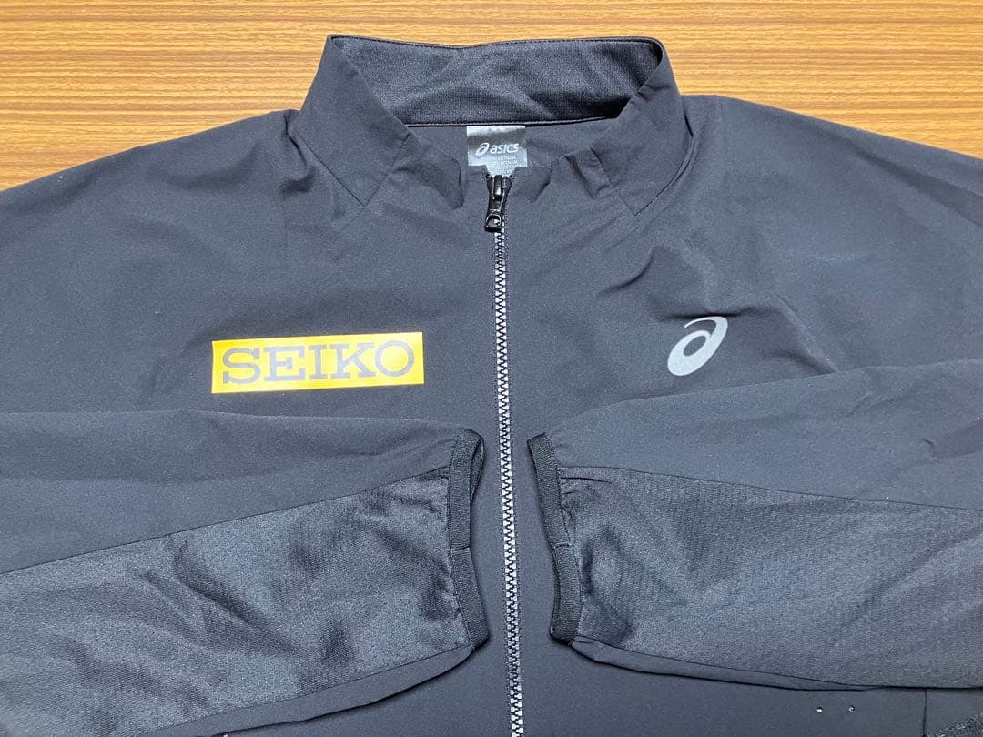 美品 アシックス ACTIBREEZEウーブンジャケット L 黒 SEIKOレア - メルカリ
