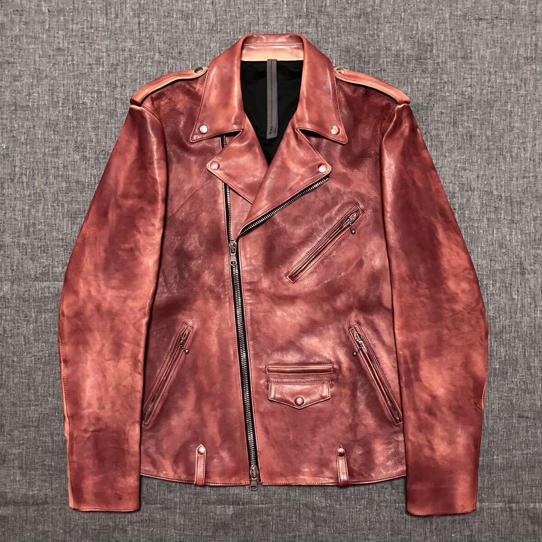 STRUM バーニングダイ フルタンニンカーフレザー ダブルライダース XL