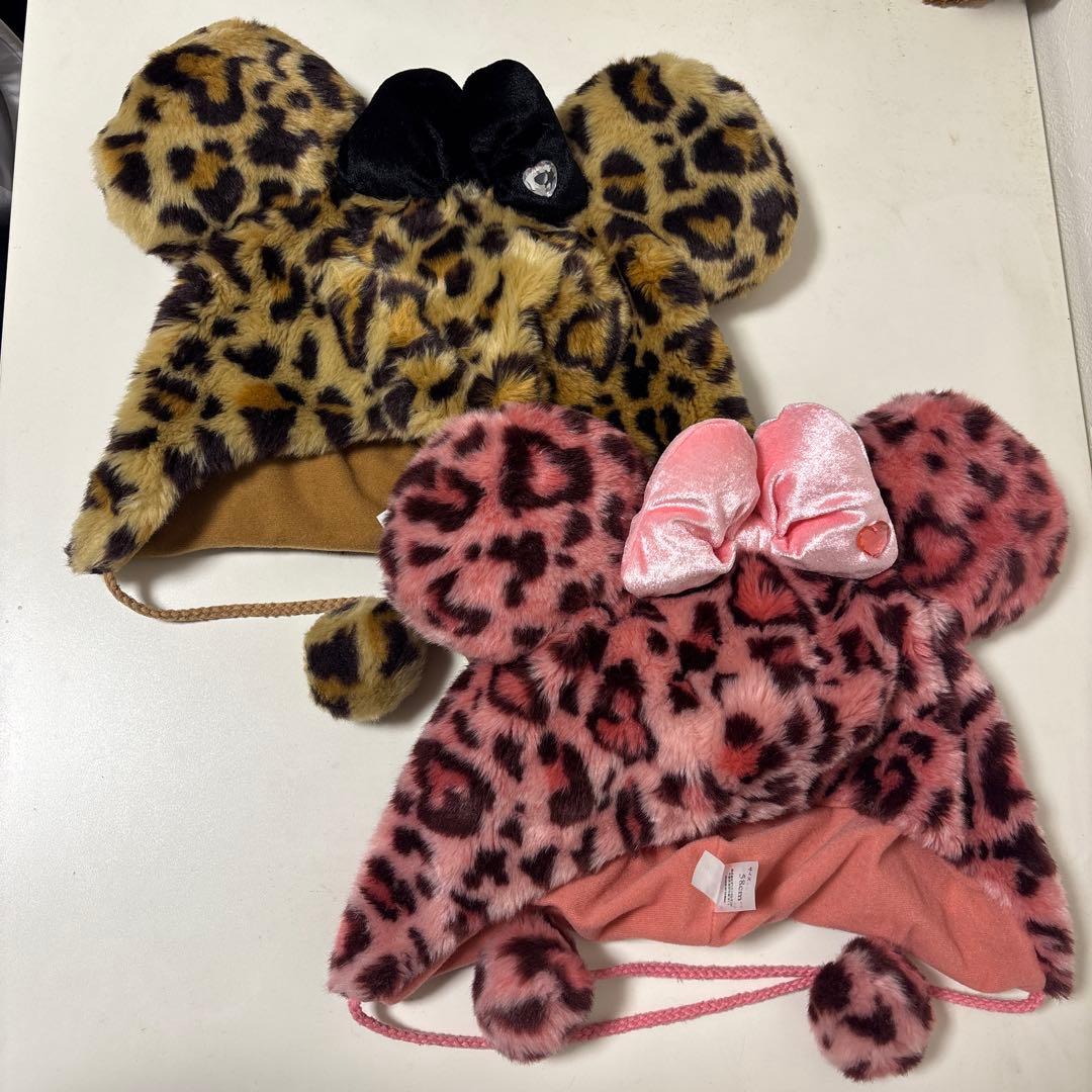 ディズニーヒョウ柄ファンキャップ2点セット ディズニー ミニーちゃん ファンキャップ ヒョウ柄 豹柄 レオパード