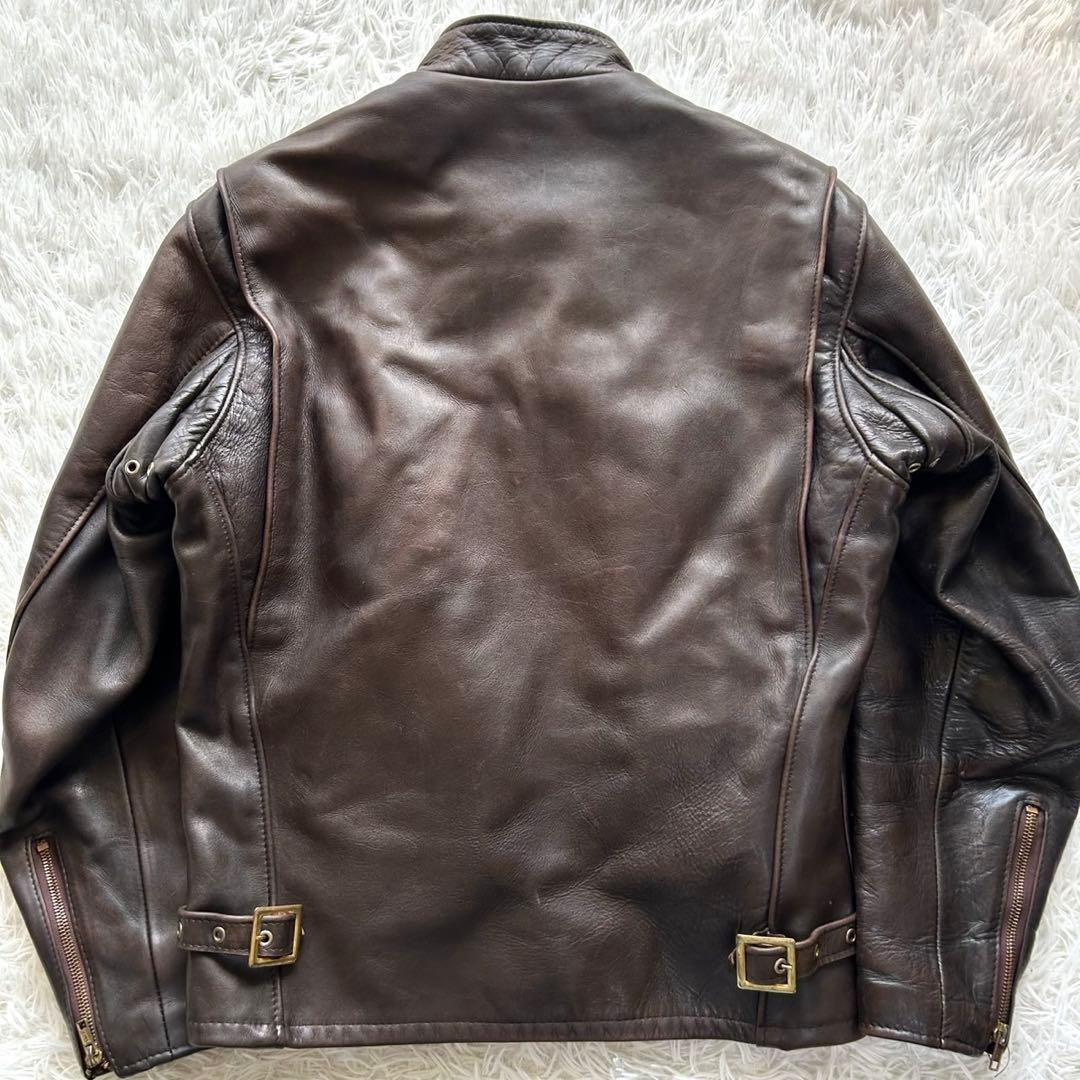 ショット シングル ライダースジャケット レザー 本革 ボアライナー 36