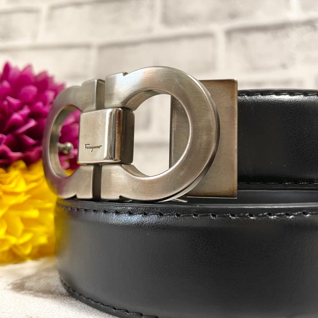 極美品✨サルヴァトーレフェラガモ　ベルト　ダブルガンチーニ　男女兼用　黒