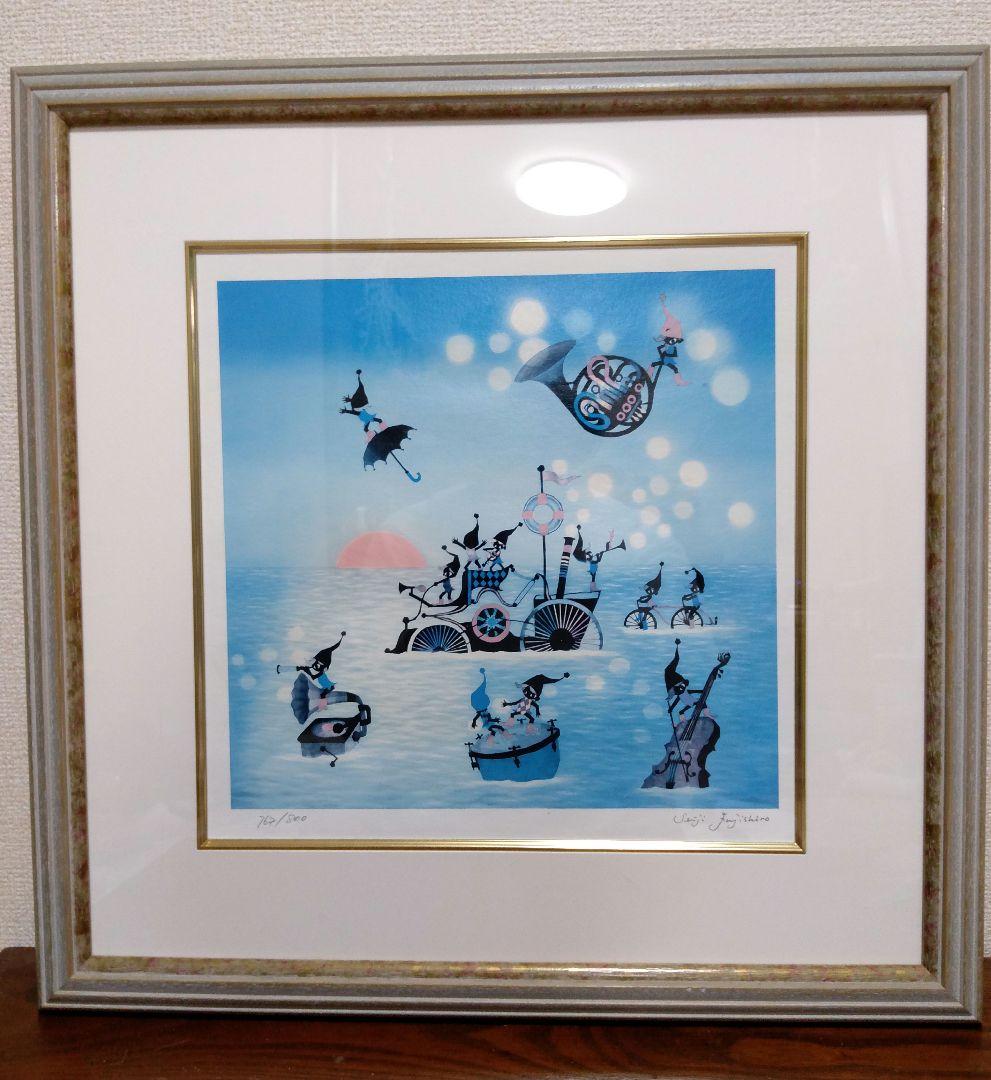 藤城清治　こびとの旅立ち　額装品 超美品‼️】藤城清治「こびとの旅立ち」 - メルカリ