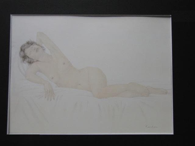 栗原喜依子、【潮騒】、希少な額装用画集より、新品額装付