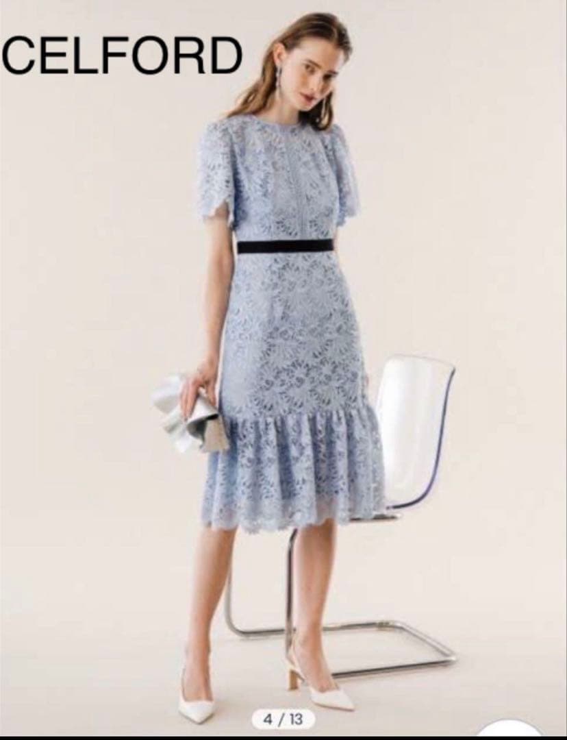超美品》CELFORD 佳子さまワンピース ドレス セルフォード ブルー