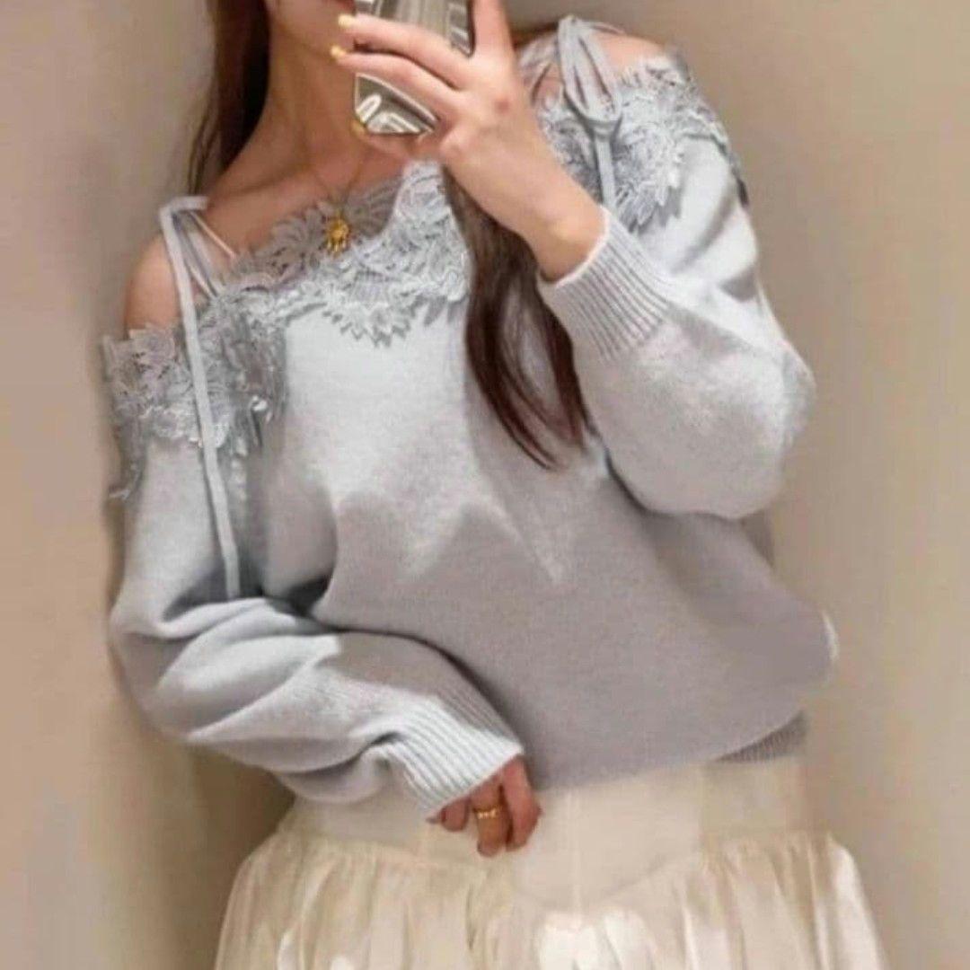 レーストリミングオフショルニットプルオーバー SNIDEL - メルカリ