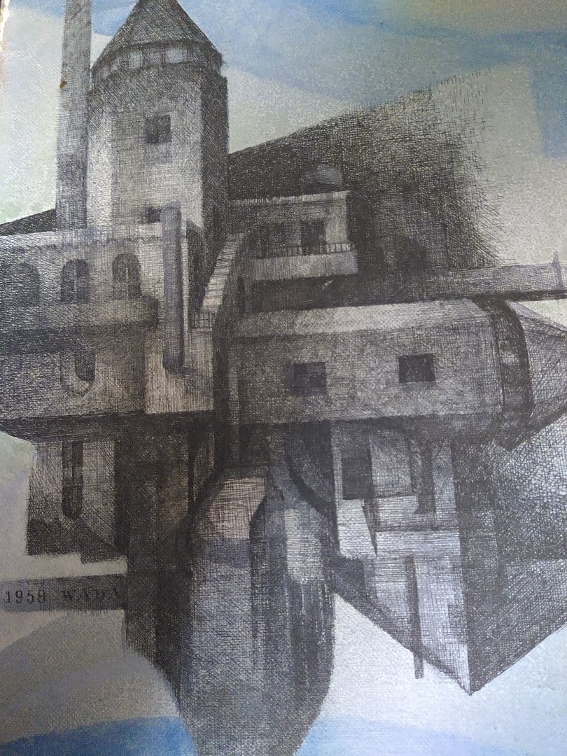 和田徹 ＷＡＤＡ　抽象画　原作 線描油絵作品　１９８５ 脇田和「窓」リトグラフ 絵画買取・販売の小竹美術