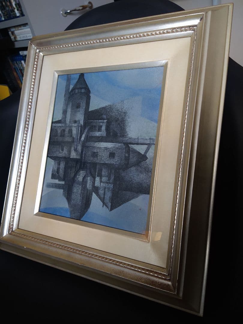 和田徹 WADA 抽象画 原作 線描油絵作品 1985