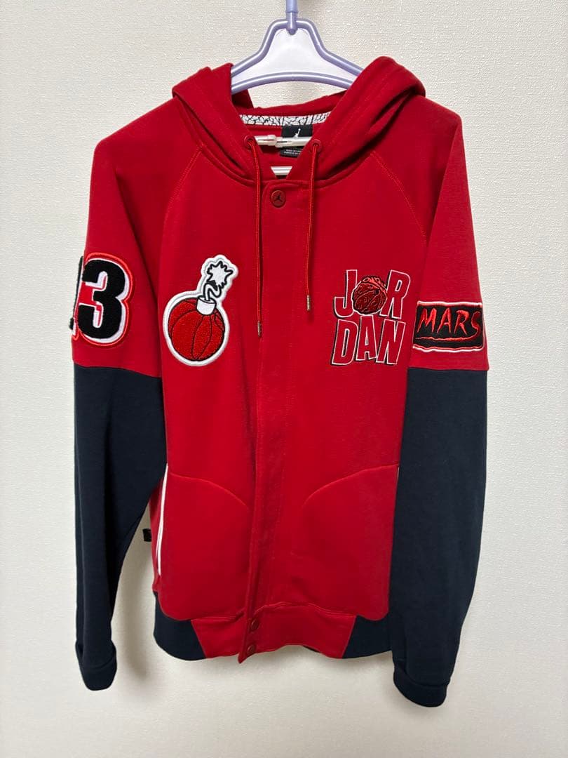 美品JORDANジョーダン メンズWBマービンバーシティ ボタンアップパーカーL