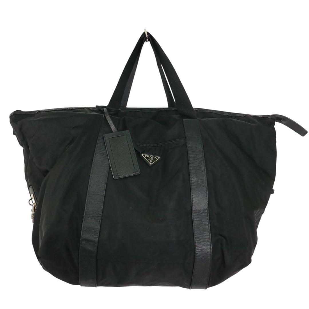 【大容量】PRADA プラダ ボストンバッグ 旅行カバン 三角プレートロゴ　黒