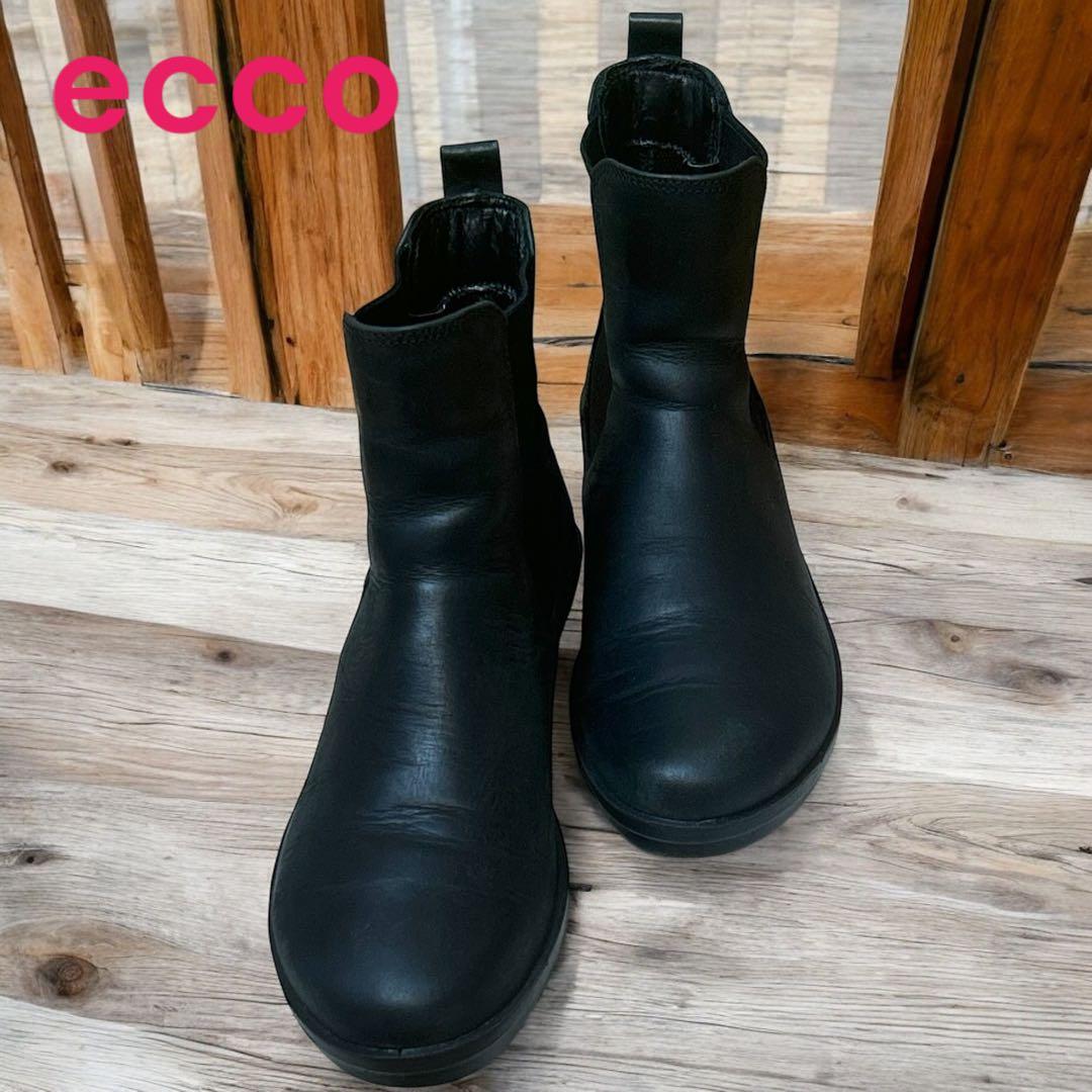 極美品ecco ウエッジソール サイドゴアブーツ ブラック 24 - メルカリ