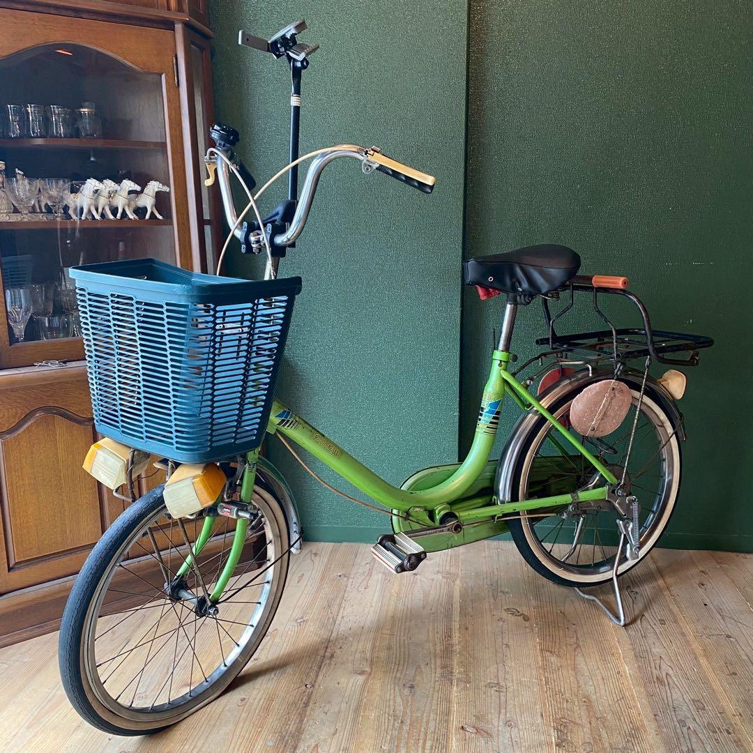 自転車 昭和レトロ 当時物 ママチャリ 緑 グリーン インテリア レトロ