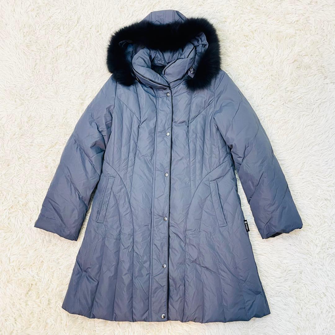 極美品カオリーヌ L ダウンコートフォックスファー日本製Aラインフード
