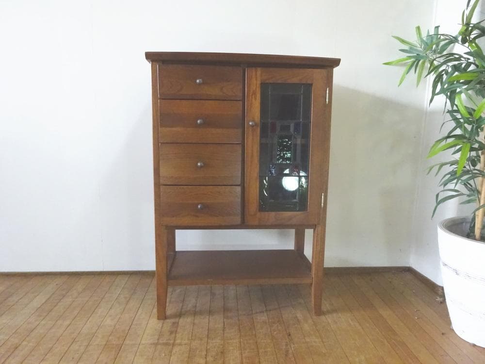 曙工芸　オーロラ3022　キャビネット　電話台　サイドボード　ステンドグラス