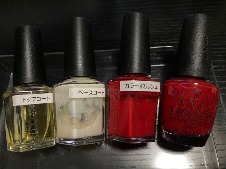 シャレドワ　OPI 赤ポリッシュ　赤ポリ　検定　ベースコート　トップコート