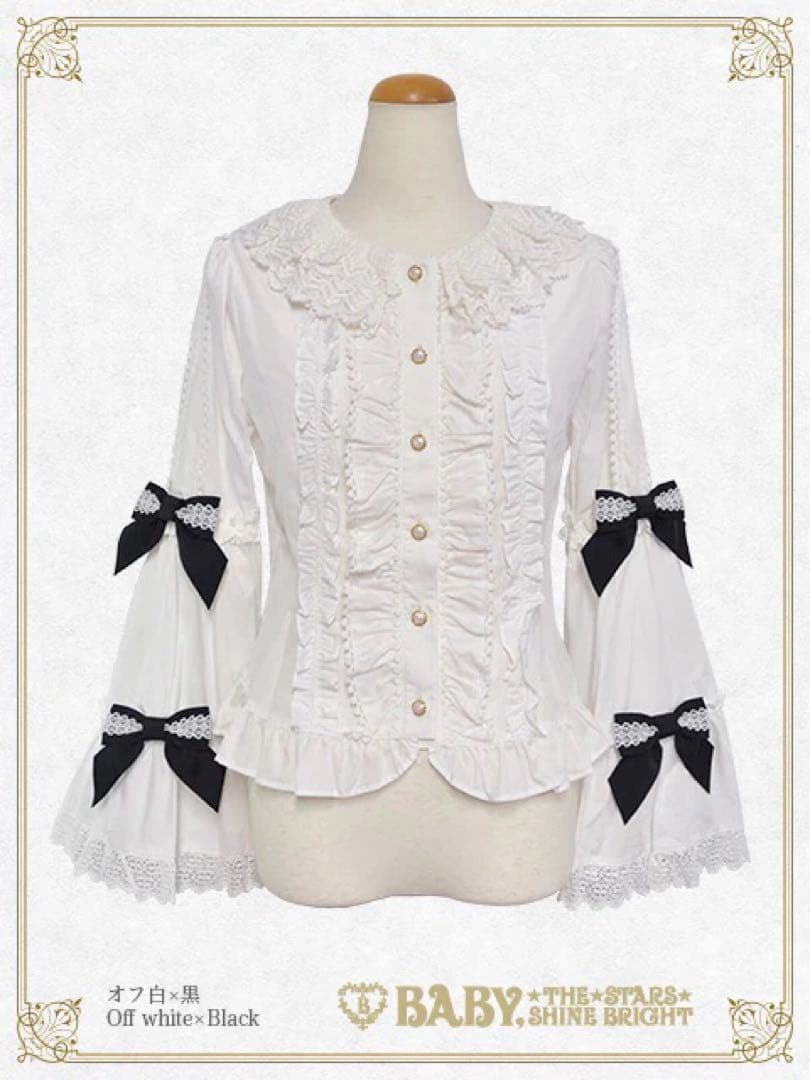 BABY THE 姫袖ブラウス　クロ×シロ