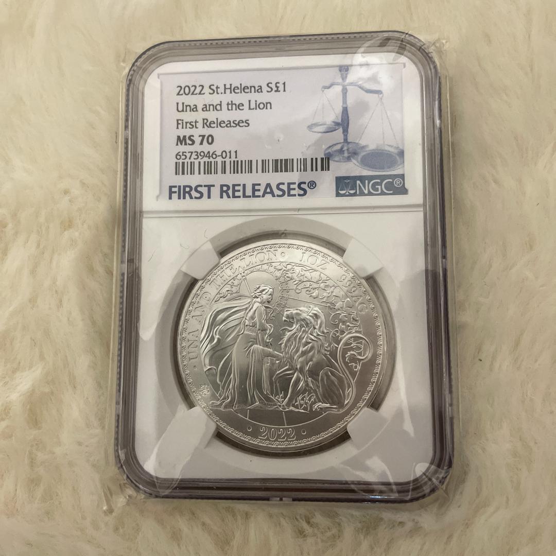 ☆ウナとライオン☆ NGC最高鑑定 MS70 2022 ファーストリリース 銀貨 NGC鑑定PF70】 2022年 ウナとライオン Gilt・GOLD PLATE版 セントヘ