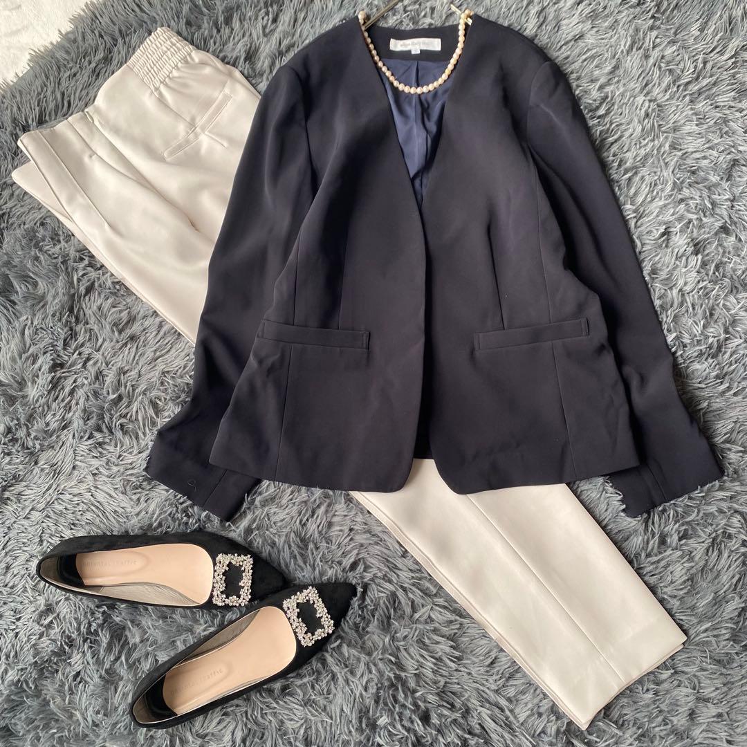 ナチュラルビューティーベーシック ノーカラーセットアップ パンツスーツ L