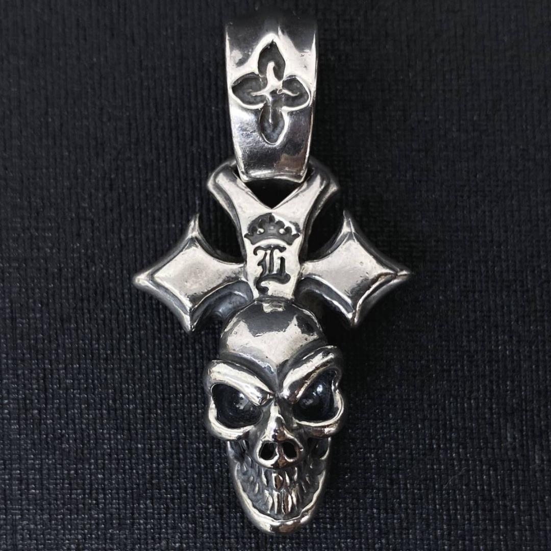 Bill Wall Leather シルバー カスタム クロス スカルペンダント