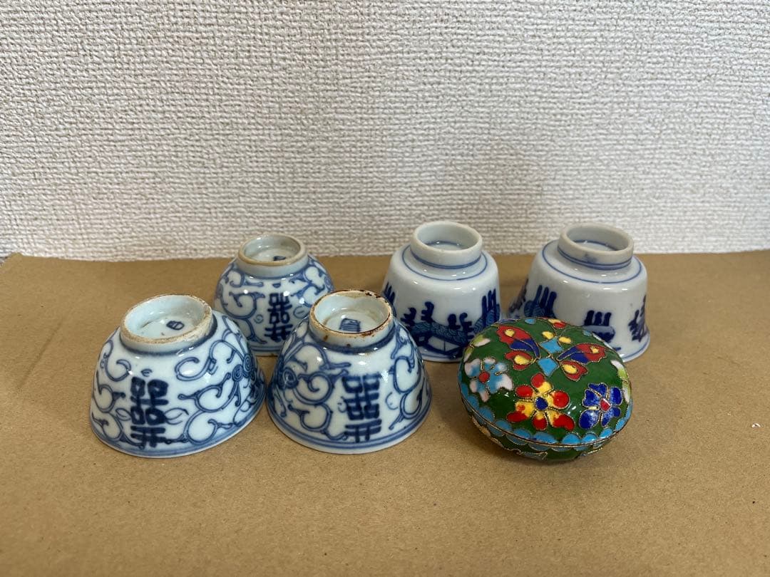 中国美術染付 吉祥文 煎茶碗 煎茶道具 時代物5点まとめて - メルカリ