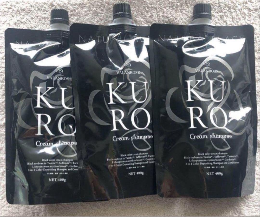 【3本セット】バランローズKUROクリームシャンプー400g白髪染め