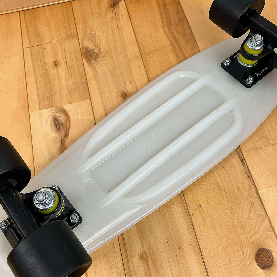 蓄光 penny スケートボード ミニクルーザーホワイト 蛍光イエロー22