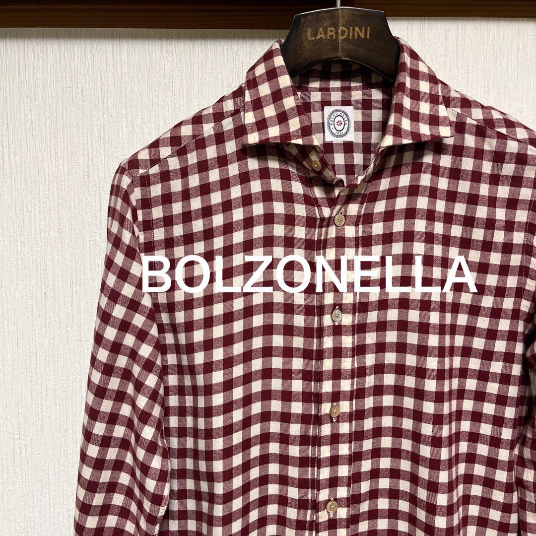 【極美品】BOLZONELLA ボルゾネッラ　ギンガムチェックシャツ　レッド