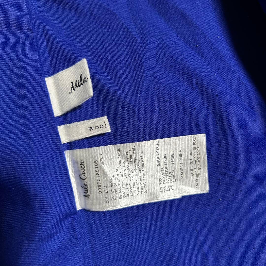 美品 ミラオーウェン ロイヤルブルー ロング ダッフルコート ブルー