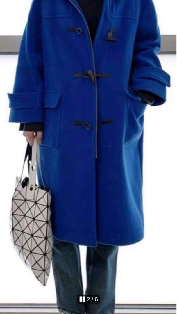 美品 ミラオーウェン ロイヤルブルー ロング ダッフルコート ブルー