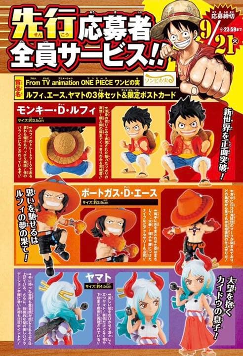 ☆757 ワンピース ワンピの実 ルフィ エース ヤマト 3体セット 応募者