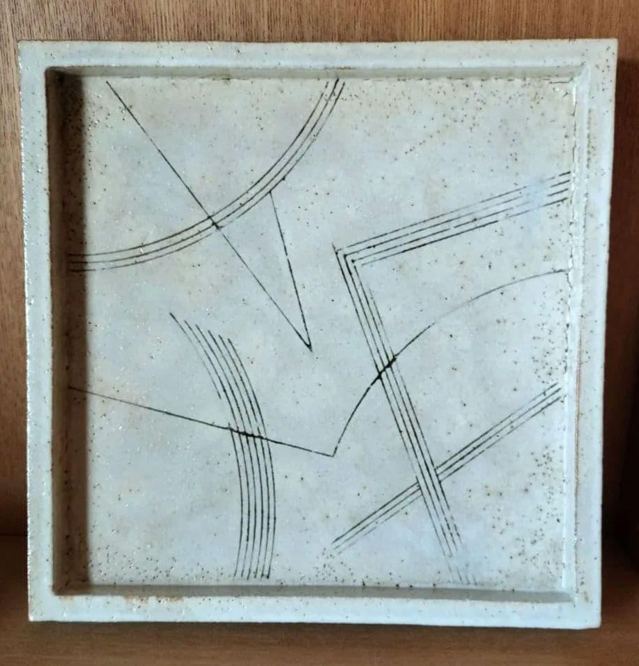 陶芸　幾何学文様角皿　武田武人作品