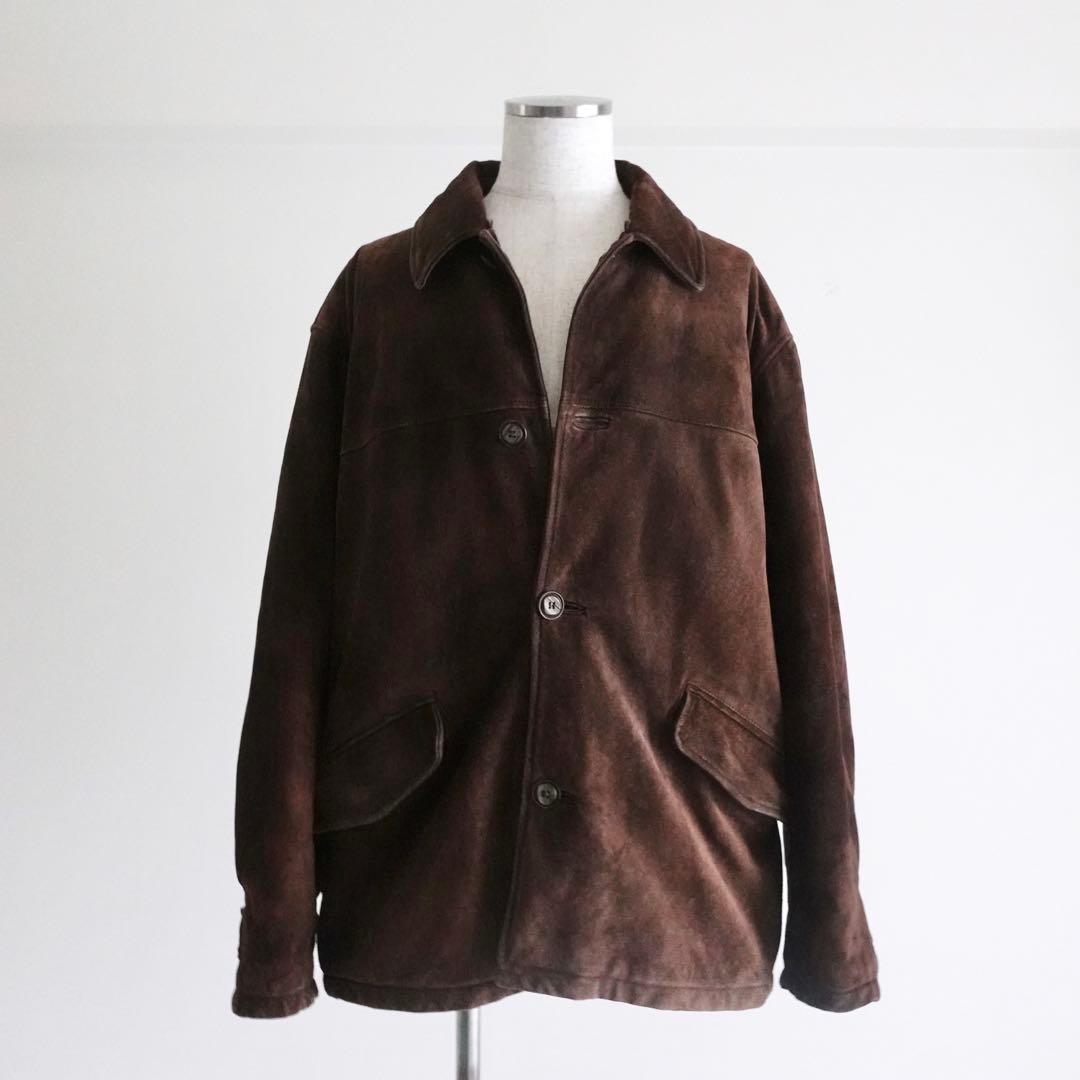 【イタリア製】1980s 90s Suede Leather Car Coat