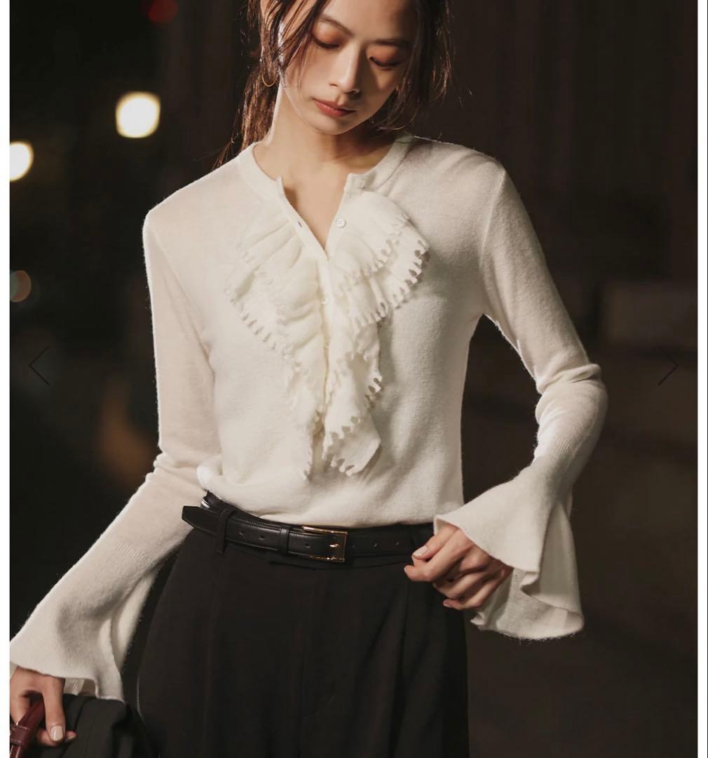 カスケードフリルニットトップス　アニュアンス　完売品　白 anuans｜カスケードフリルニットトップス | Rakuten Fashion(楽天