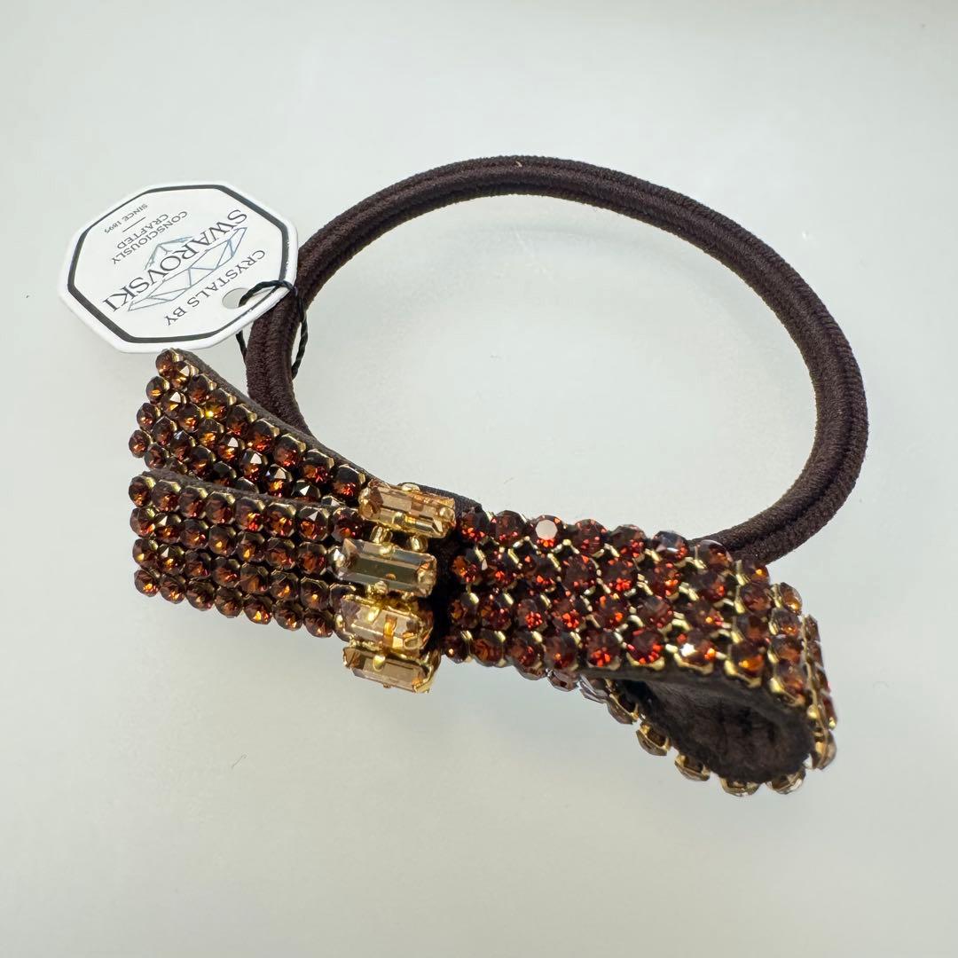 コンプレックスビズ　SWAROVSKI クリスタルヘアゴム ブラウン