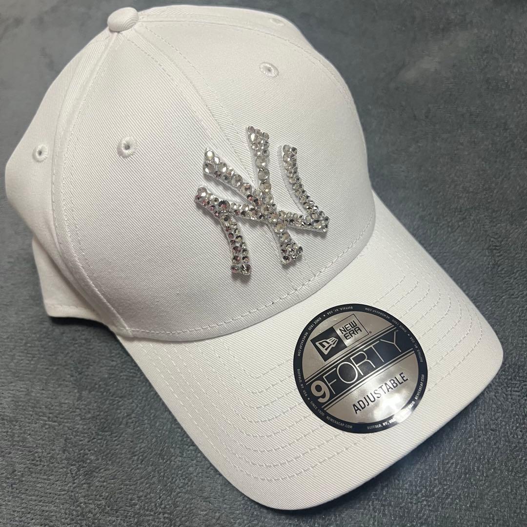 ニューエラ デコ キラキラ ホワイト 9FORTY NYロゴキャップ