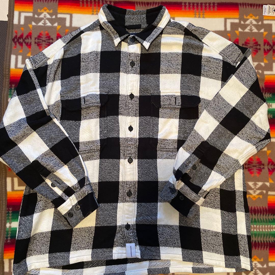 レアdescendant VANNING CHECK LS SHIRT黒白　2