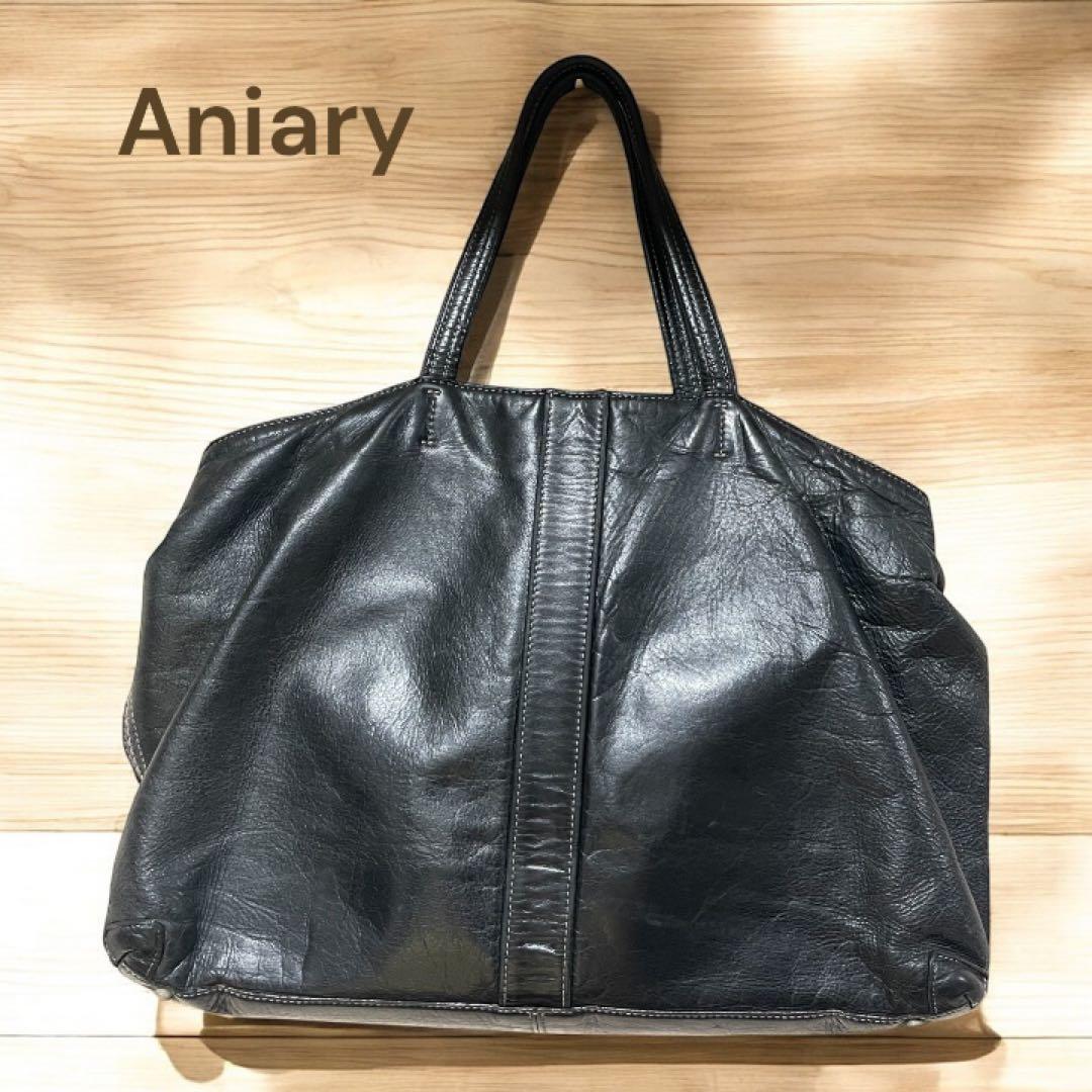 【aniary アニアリ】レザートートバッグ（ブラック）