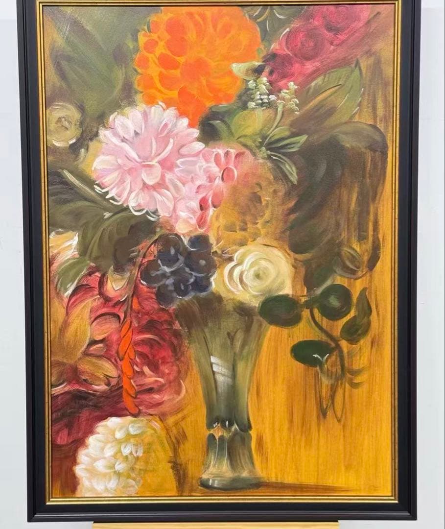 花瓶に生けられた花 油彩画g-