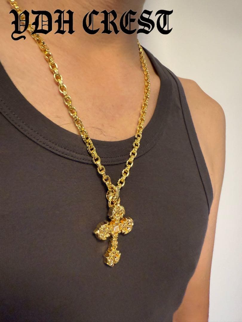 ★CKRGT　22K金メッキS925　チャクラ型クロス＊ストーン　刻印有り